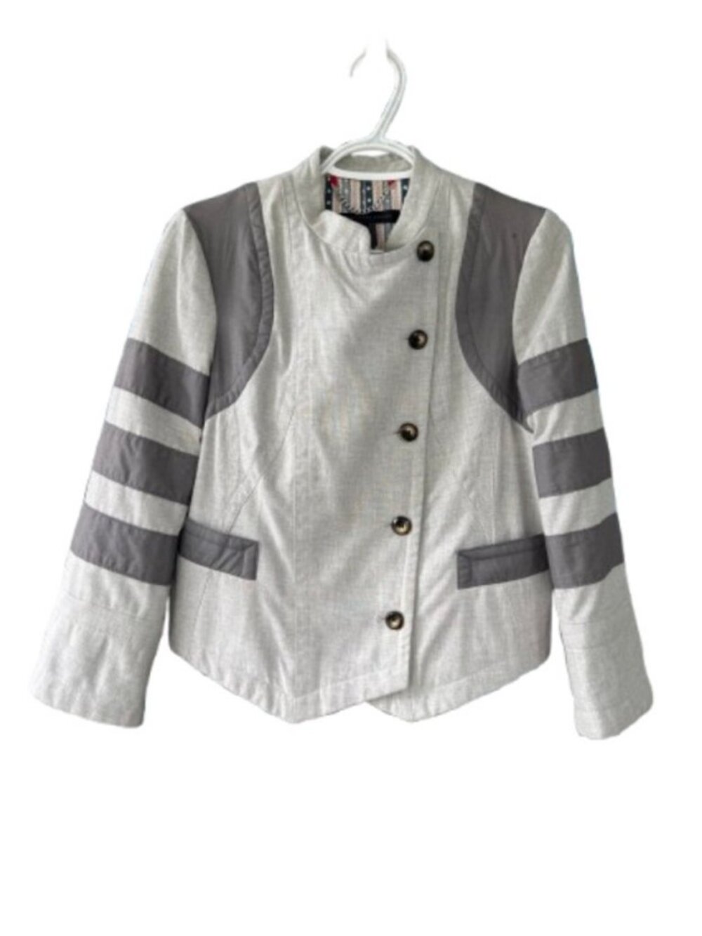 Marc By Marc Jacobs two-tone cropped peacoat grey women's size M - Picture 2 of 6